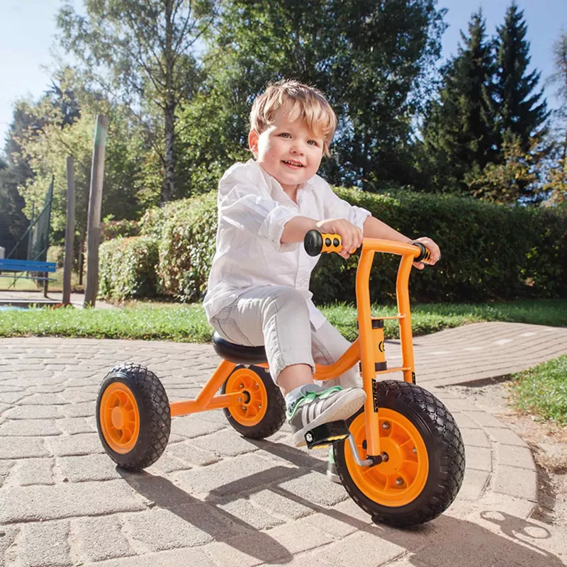 dreirad, kinderfahrrad, orange, lufthandeller, gummi reifen