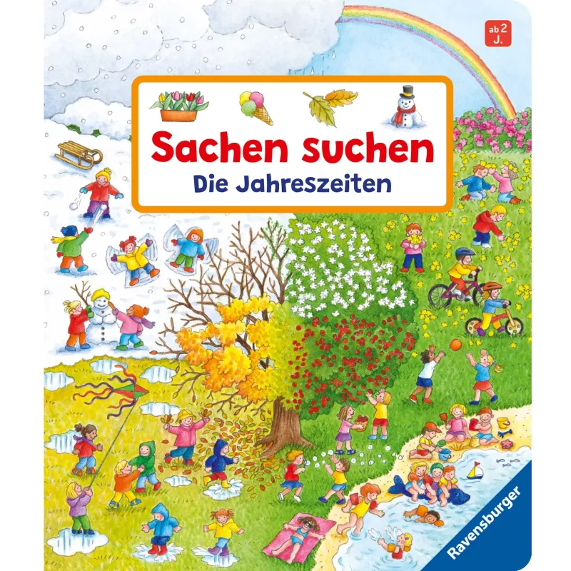 Kinderbuch, Jahreszeiten, Sachen suchen, Frühling Herbst, Illustrationen
