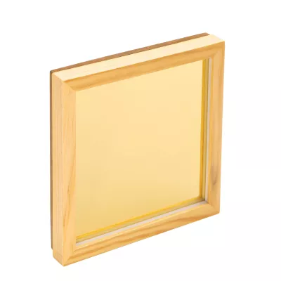 Holzrahmen, Fensterbild, Lampe, gelb Glas, Rahmenbrett