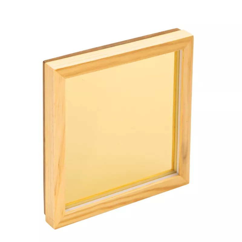 Holzrahmen, Fensterbild, Lampe, gelb Glas, Rahmenbrett