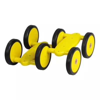Kunststoffwagen, Gelb, Vier Räder, Baukastenbahn, Rennwagen