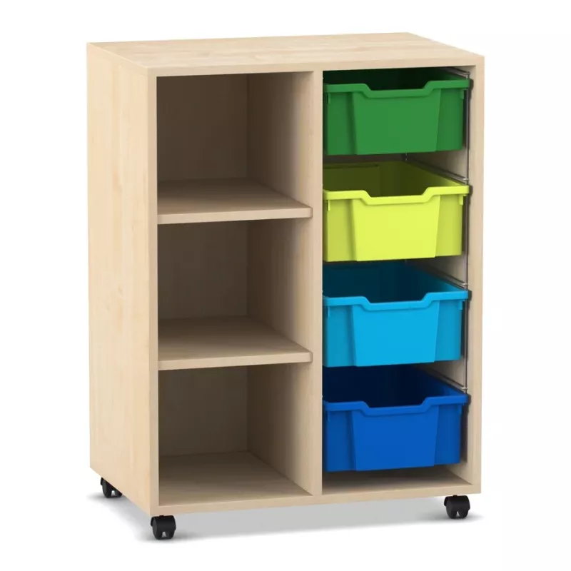 Küchenregal, Rollregal, Schubladenkasten, Holzregal, Aufbewahrungssystem