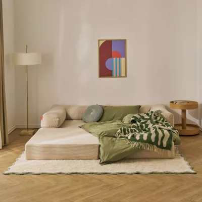 Sofa-Bett, Wohnzimmer, Grün, Kissen, Decke
