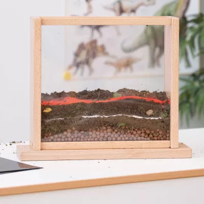 Mini Terrarium, Glas-Terrarien, Erdschichten, Kupferkugeln Boden, Holzrahmen