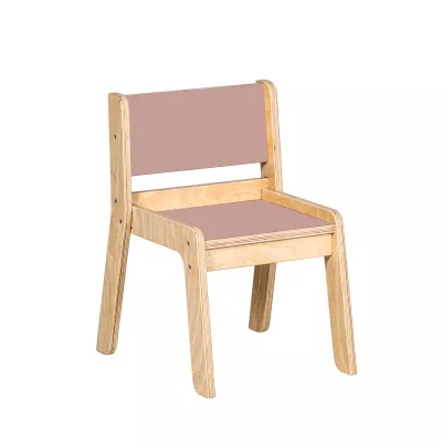 Kinderstuhl, Holzstuhl, Kunststoffauflage, Rosa, Stuhl mit Rückenlehne