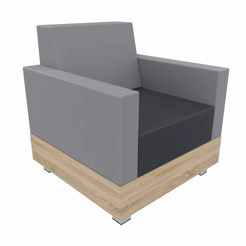 Armchair, Grau, Polsterstuhl, Holzbasis, Skidfrei