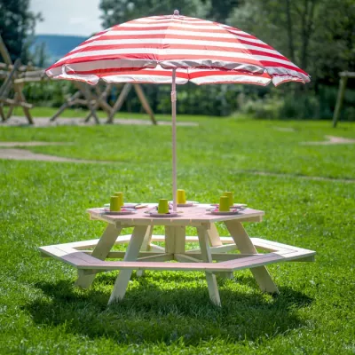 Strand-/Garten-Picknicktisch, Picnictisch, Picknicktisch, Sonnenschirm, Holz/Plastik-Picnictisch