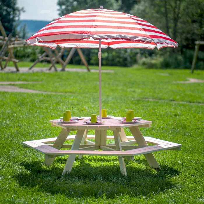 Strand-/Garten-Picknicktisch, Picnictisch, Picknicktisch, Sonnenschirm, Holz/Plastik-Picnictisch