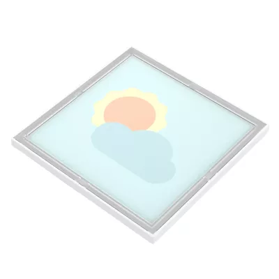 LED-Panel, Illuminated Panel, Cloud Sun Graphic, Square Frame, Acrylic Light Panel