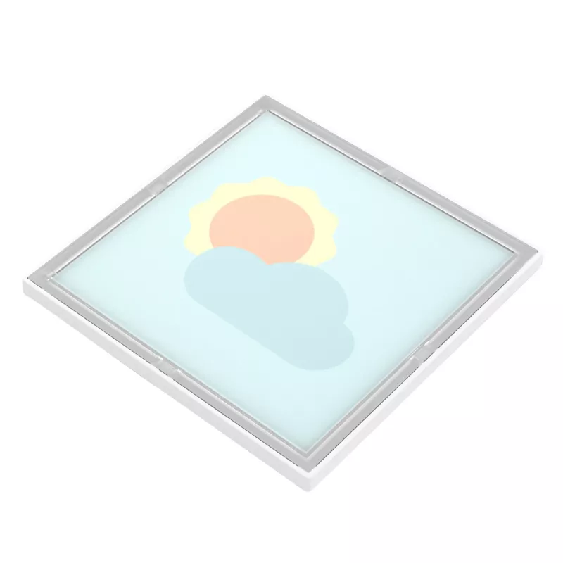LED-Panel, Illuminated Panel, Cloud Sun Graphic, Square Frame, Acrylic Light Panel