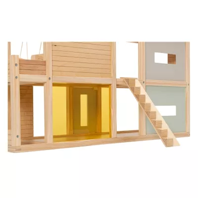 Holzhaus, Spielhaus, Kletterwand, Rutsche, Fenster/Glaspanel