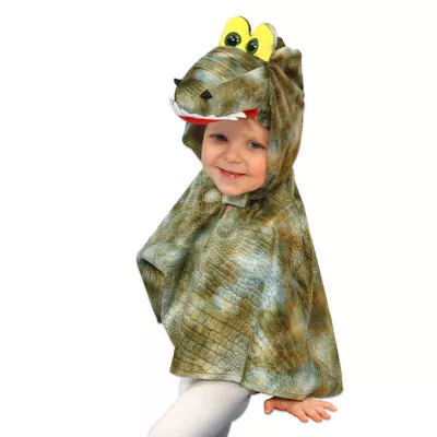 Kinder-Cape, Dinosaurien-Kostüm, Kroko-Muster, Kids Cape, Kostüm-Hut mit Augen