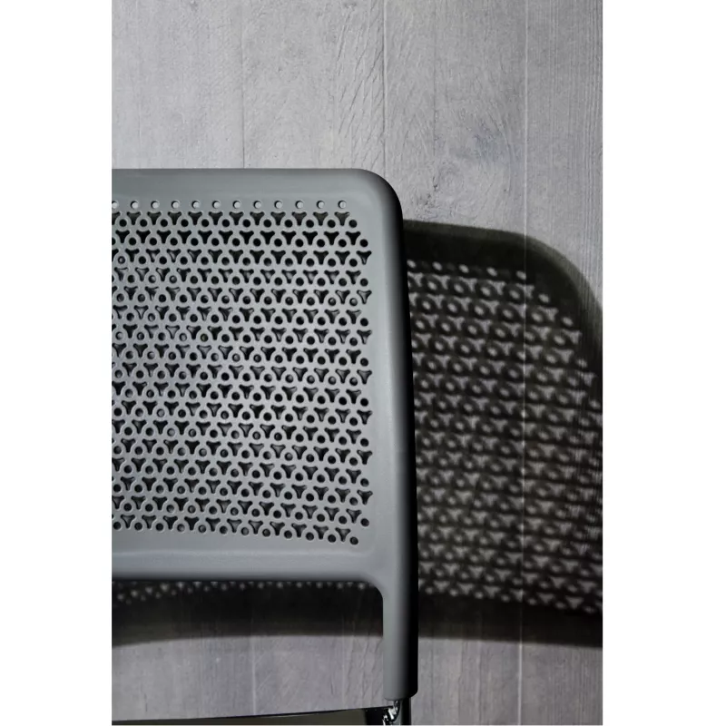 Stuhl, Gitterstuhl, Perforation, Grau, Sitzmöbel