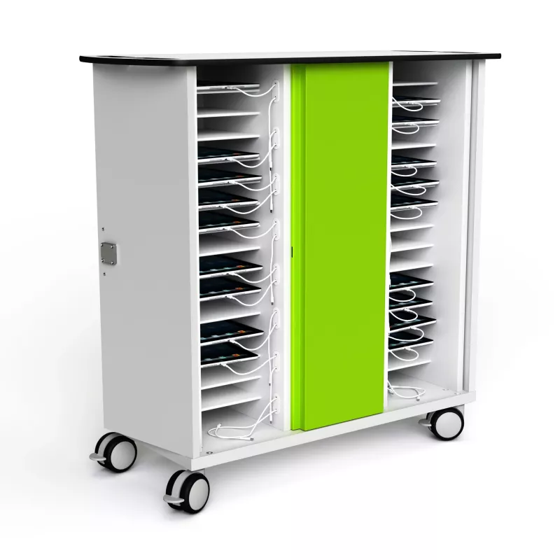 mobiler-ladestation, lade-dock, laptop-laden, rollbarer-stabitur, grüner-trenner