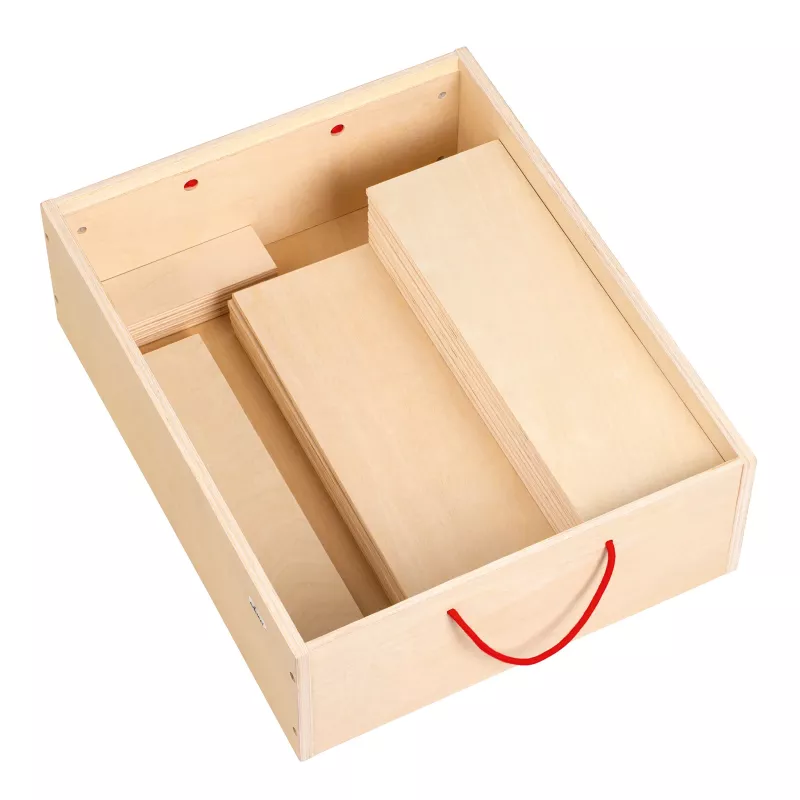 Holzbox, Holzkiste, Aufbewahrung, Schubladenbox, Tragegriff_rot