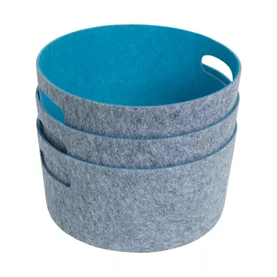 Wäschekorb, Aufbewahrungskorb, Filzkorb, grau, blau