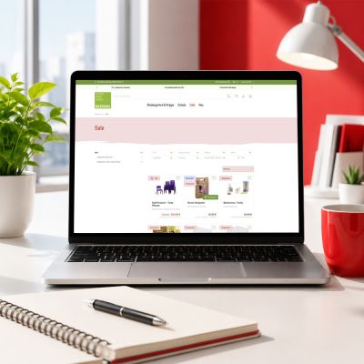 Laptop, Computer, Arbeitsplatz, Homeoffice, E-Commerce-Seite