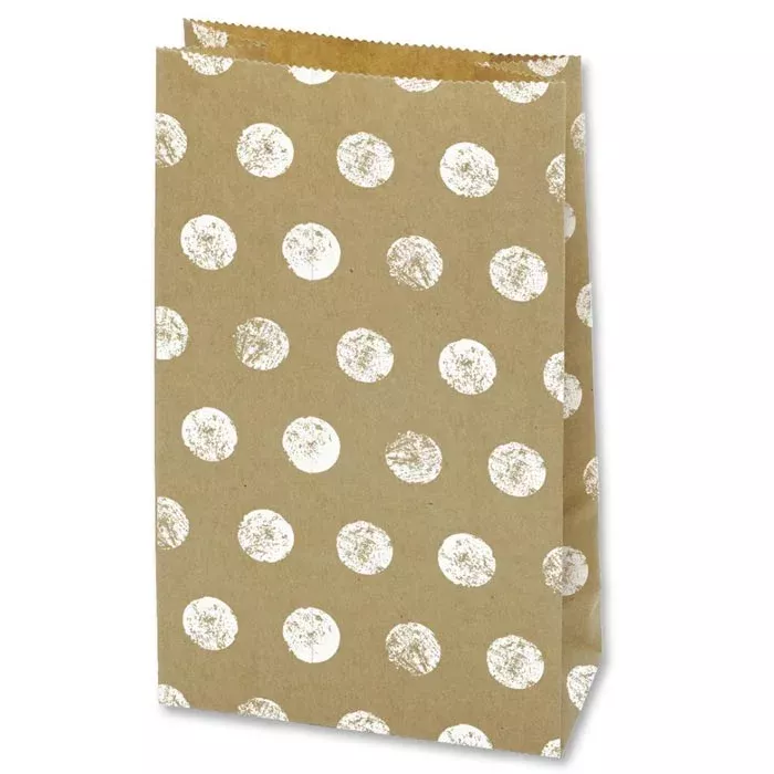 braune Tasche, Kraftpapier, Punktmuster, Geschenkverpackung, wiederverwendbares Material