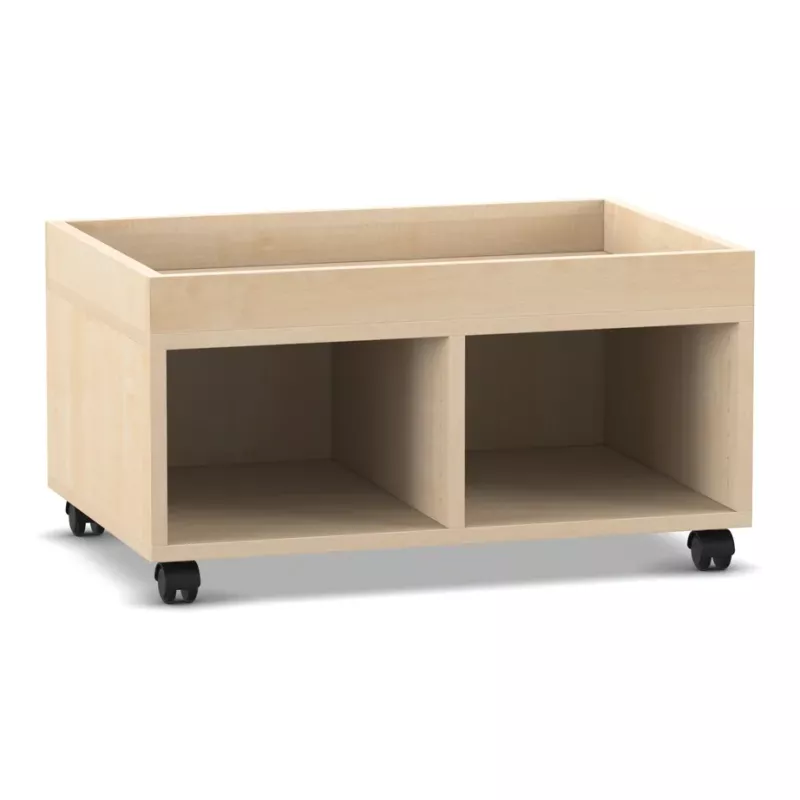 Holzrollwagen, Holzschrank, Mobiler Holzwagen, Rollwagen aus Holz, Unterfahrbarer Holzschrank