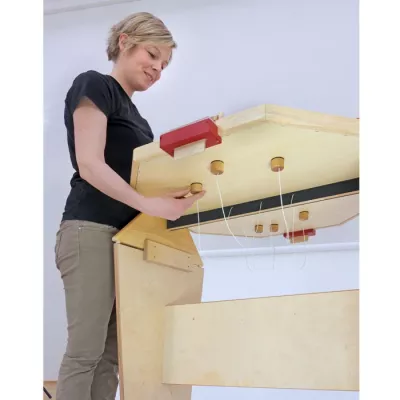Arbeitsbank, Schreibtisch, Holz, Kunststoffbeschläge, Montage