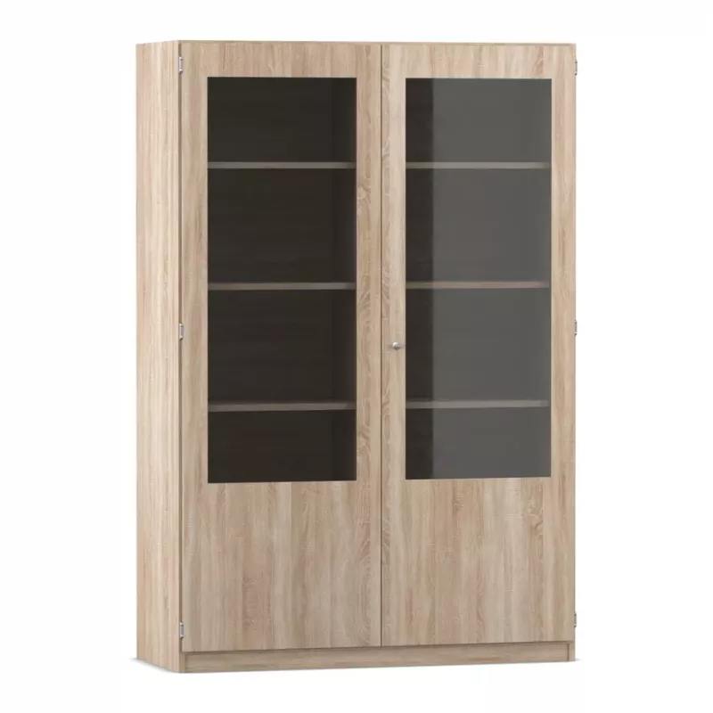 Vitrine, Schrank, Holzoptik, Glasfront, Regal