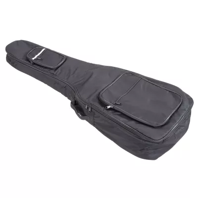 Guitar case, Soft bag, Zippered pockets, Carrying handle, Black color