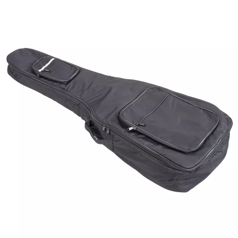 Guitar case, Soft bag, Zippered pockets, Carrying handle, Black color