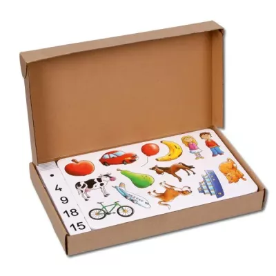 Lernspiel, Kartenbox, Kinderkarten, Bilderkarten, Zahlenreihe