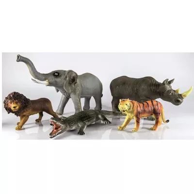 Spielzeugfiguren, Dschungeltiere, Elefant, Löwe, Krokodil