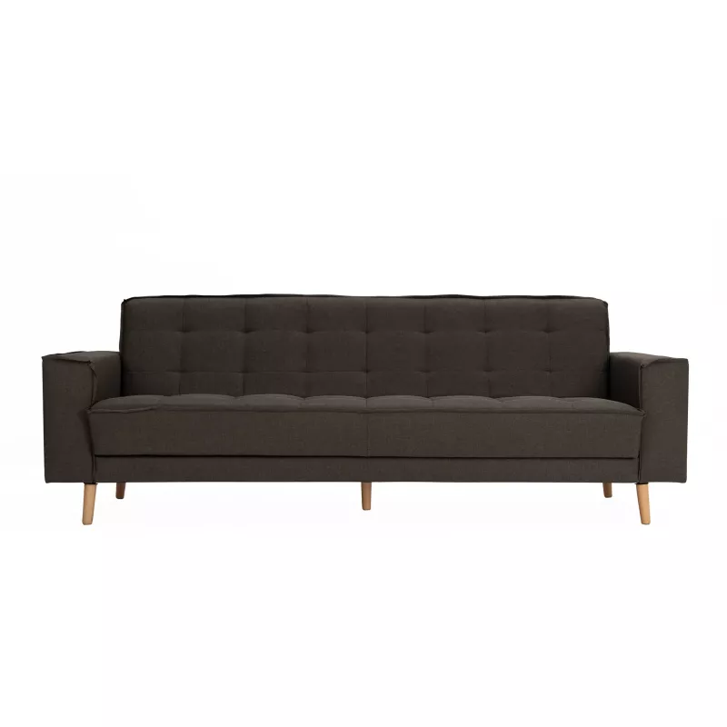 Sofa, Drei-Sitzer, Braun, Holzbeine, Gepolstert