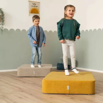 kinder, spielmatte, foam-stufe, mädchen, gepolsterte plattform