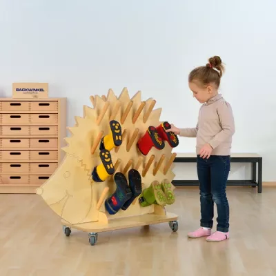Holzspielzeug, Socken/ Schuh-Stauraus, Kleinkind, Kugel-/Spikes-Form, Mobiler Schuhständer