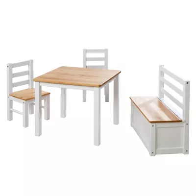Kinderstuhl, Kinderstuhl-Set, Holztisch, Holzstuhl, Weiß-Set