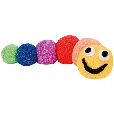 bunte süßigkeiten, gummis, zuckerperlen, smiley-gesicht, farbige scheiben