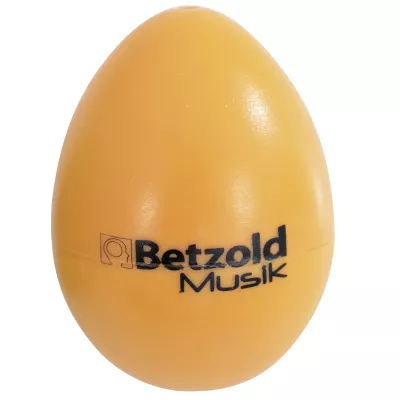 Eierform, Gummi/Eier-Schüttelspiel, Gelb, Musik-Logo, Betzold Musik