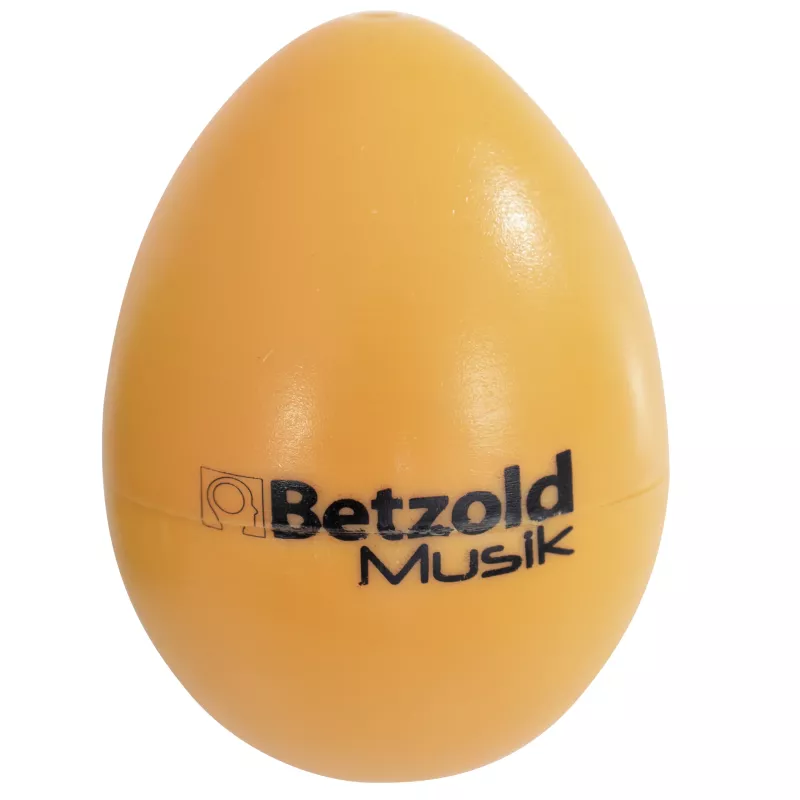 Eierform, Gummi/Eier-Schüttelspiel, Gelb, Musik-Logo, Betzold Musik