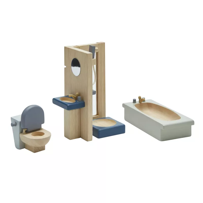 Holzspielzeug, Kinderbad, Waschbecken, Toilette, Badezimmer-Spielset
