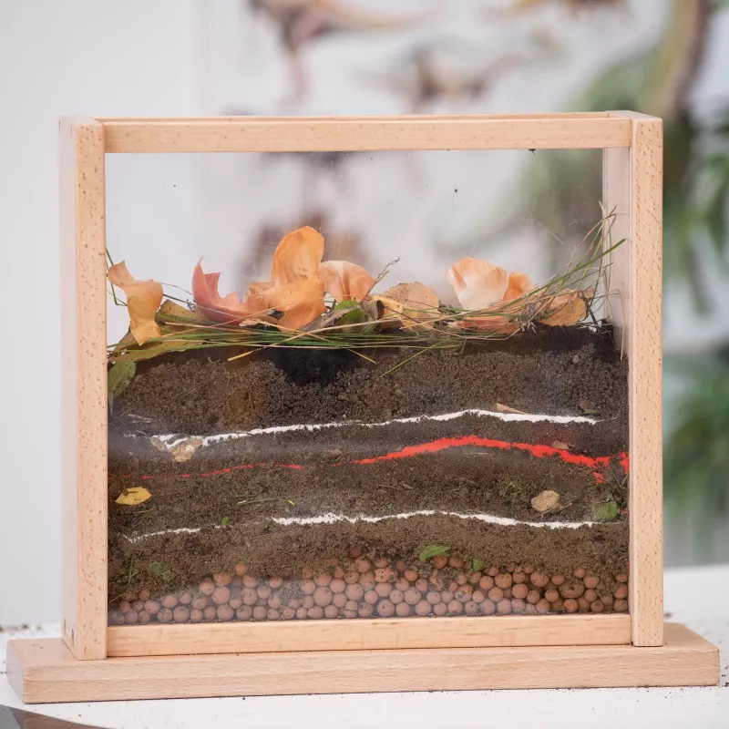 Terrarium, Glas, Holzrahmen, Erde, Kiesel
