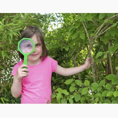 Kinder, Vergrößerungsglas, pink, T-Shirt, Natur