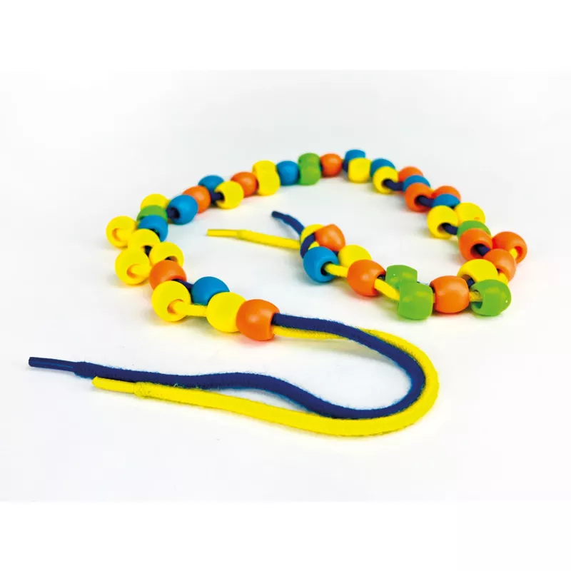 kindergarten necklace, bunte Perlenkette, Schaumstoffperlen, Schlaufenband, kindersicher