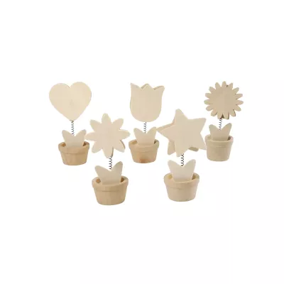 Holzdeko, Stecker mit Feder, Herzform, Sternform, Blumenform