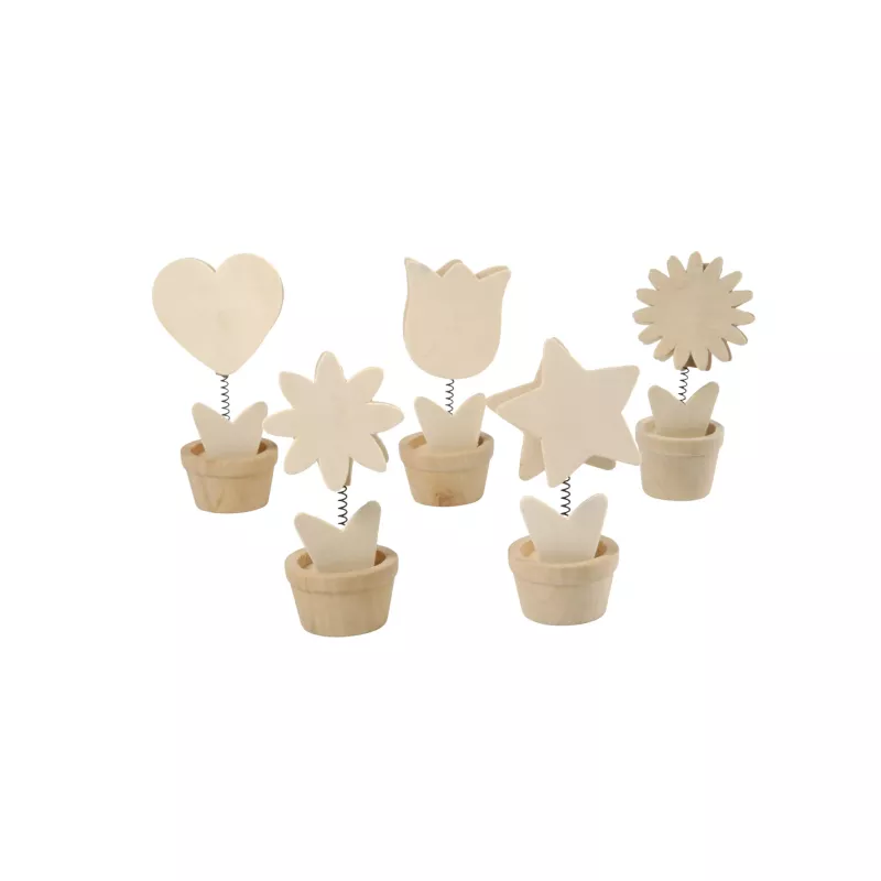 Holzdeko, Stecker mit Feder, Herzform, Sternform, Blumenform