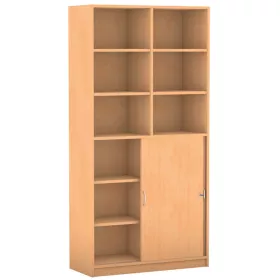 Schiebetüren-Schrank mit Mittelwand, 190 x 94,4 cm, unten Halbtüren und oben Regal