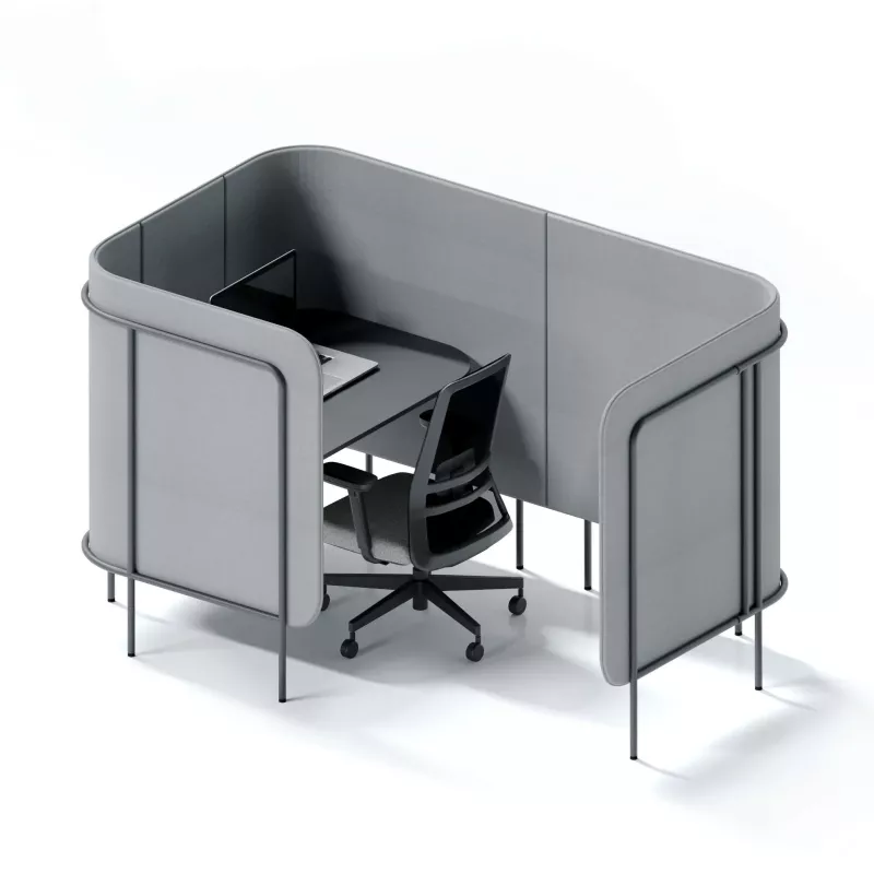 Arbeitsplatz, Büroarbeitsplatz, Sitz- und Tischkombination, Schreibtisch-Nische, Trennwand-Kabine