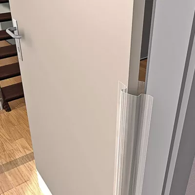 Garderobentür, Schiebetür, Klarer Kunststofffalz, Garderobe, Metallic-Rahmen