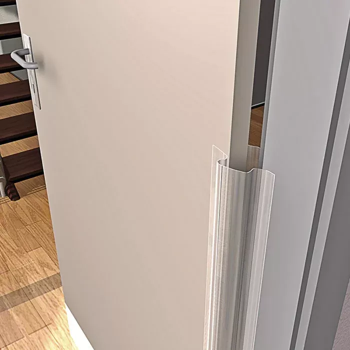 Garderobentür, Schiebetür, Klarer Kunststofffalz, Garderobe, Metallic-Rahmen