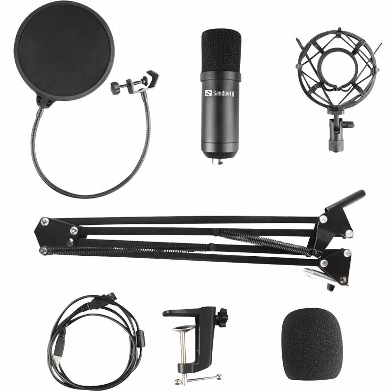 USB, Mikrofon, Popfilter, Shock Mount, Armlehne Stativ