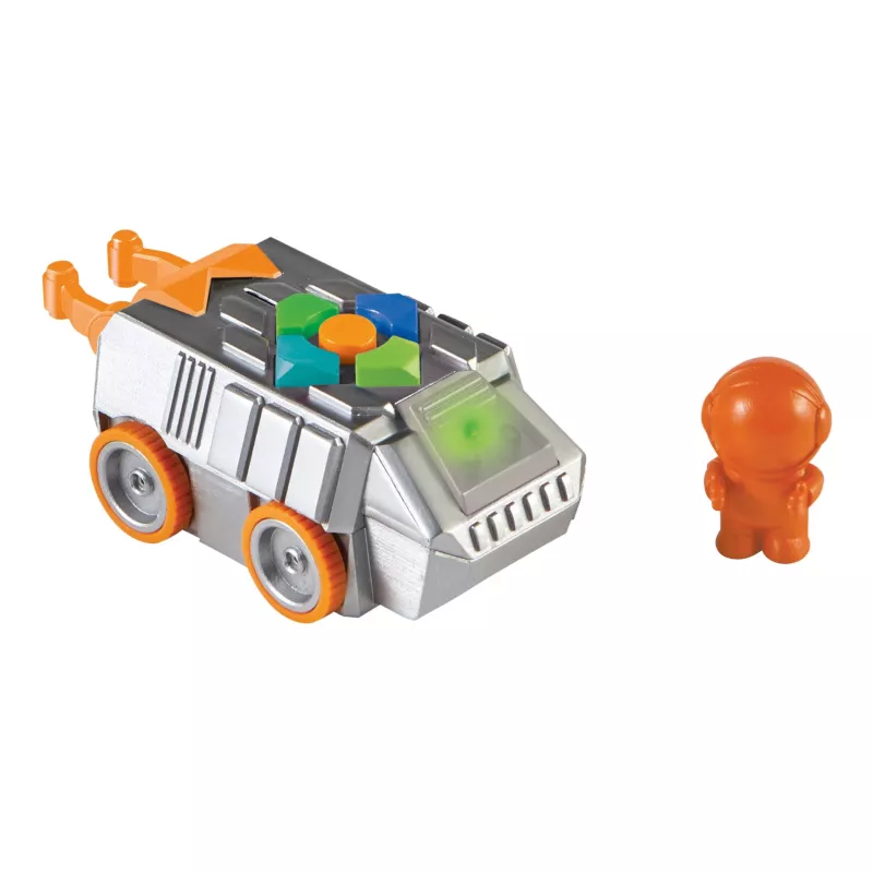 Spielzeugauto, Kleines Fahrzeug, Grau-Silber, Orange Akzente, Lego-ähnliches Bauspielzeug