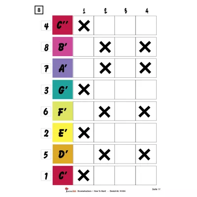 Sudoku-Rätsel, Gitter, Buchstaben, Vielfarbig, X-Zeichen