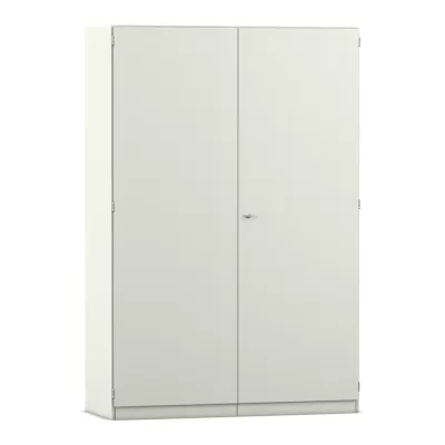 Kleiderschrank,  Doppeltür,  Standschrank,  Metallscharniere,  neutrale Farbe